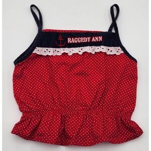 Classic Raggedy Ann & Andy‎ Girls Tank Top 2T Red White Polka Dot Anchor Vintage